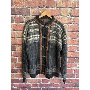 Vintage CHRISTIANIA NORDIC WOOL SWEATER NORSK KOFKA PEWTER Clasp WOMEN'S 2XL